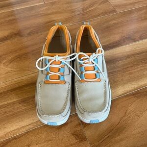 Cole Haan Air Shoes Womens 6.5 B Tan Orange Lace Up Boat Shoes D12166
